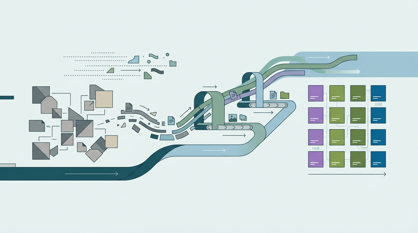 Content migration workflow showing organized transfer process